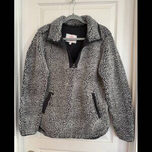 J. America Epic Sherpa Quarter-Zip Pullover in black heather L